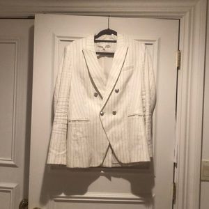 Veronica Beard cream and blue striped blazer